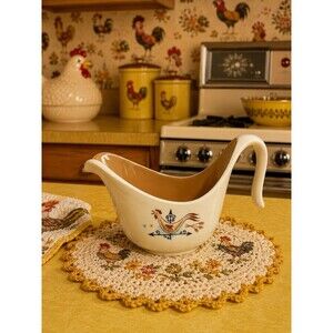 Vintage Taylor Smith Weathervane Chicken Creamer Gravy Boat Ceramic Farmhouse